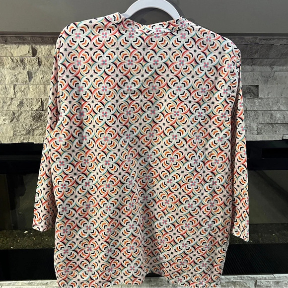 Talbots size Large Cotton 3/4 length sleeve geometric print - Picture 7 of 9